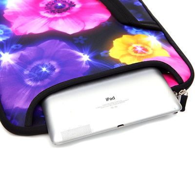 Colourful Flower Neoprene Laptop Sleeve 17 Inch Laptop Shoulder Bag Adjustable Customized